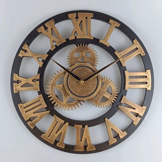 3D Roman Vintage Gear Pocket Wall Clock