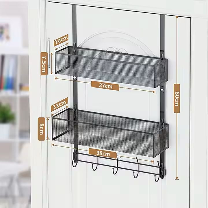 Over-the-Door Hanging Rack Organizer with Hooks & Basket