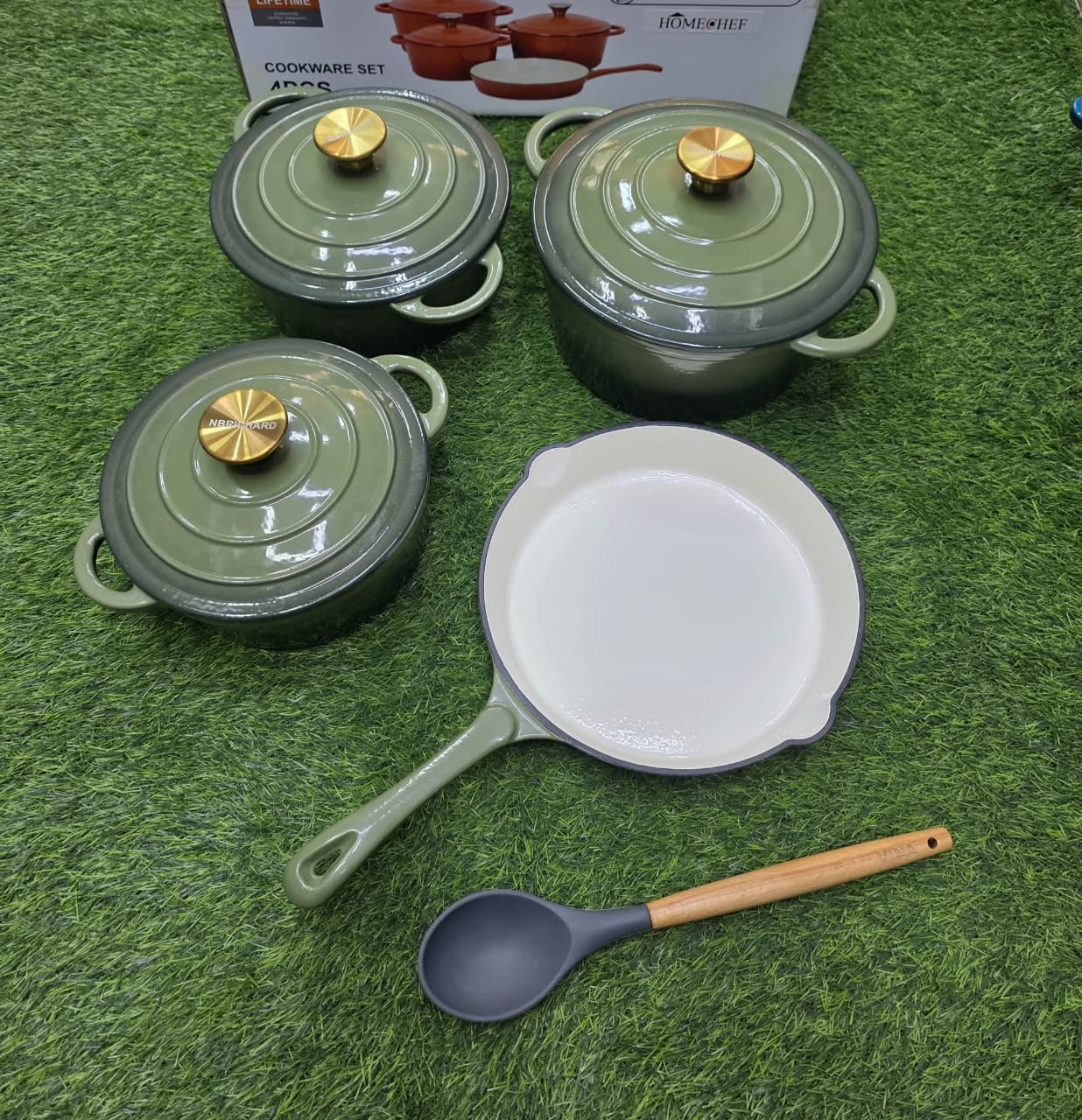 7 PCS Enamel Cast Iron Cooking Pots Set