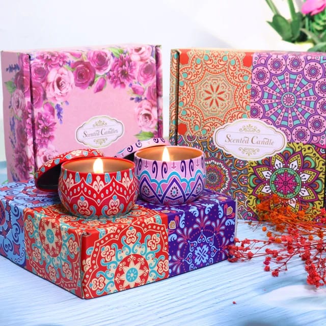 100% Soy Wax Scented candles soothing with petals gift set