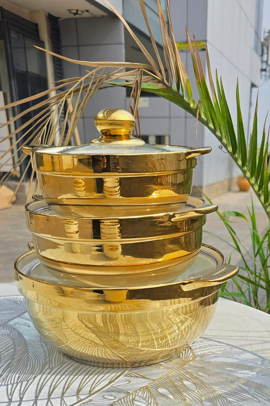 3-Piece Ceramic Casserole Serving Dish Set with glass lid