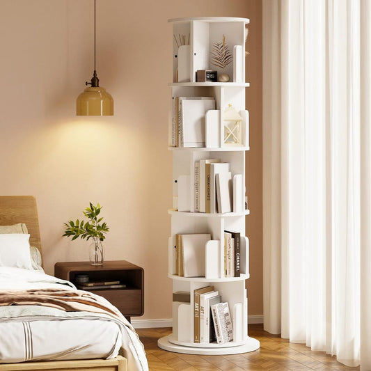 🍇 5 Tier 360° stackable bookshelf organizer with wheels