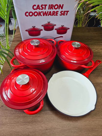 7 PCS Enamel Cast Iron Cooking Pots Set