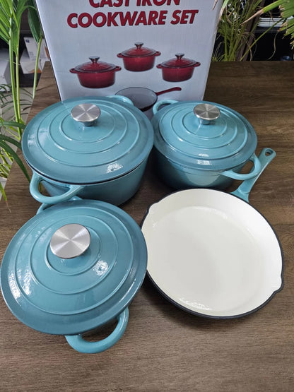 7 PCS Enamel Cast Iron Cooking Pots Set