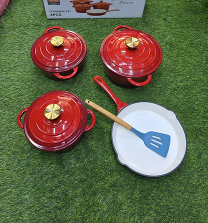 7 PCS Enamel Cast Iron Cooking Pots Set