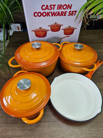 7 PCS Enamel Cast Iron Cooking Pots Set