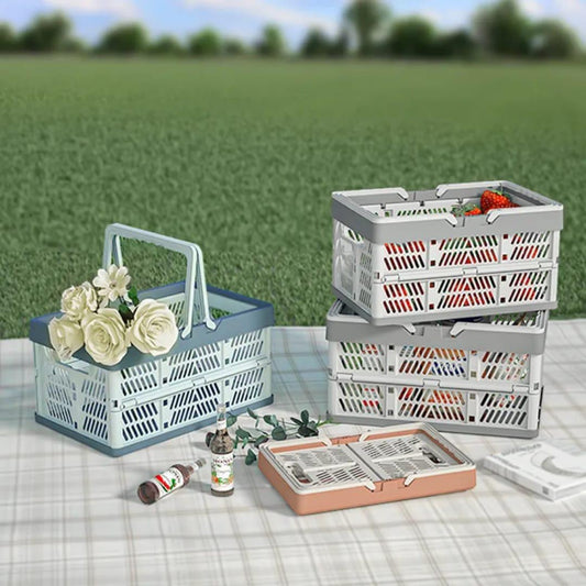 Large foldable/Collapsible multifunctional stackable basket with handles