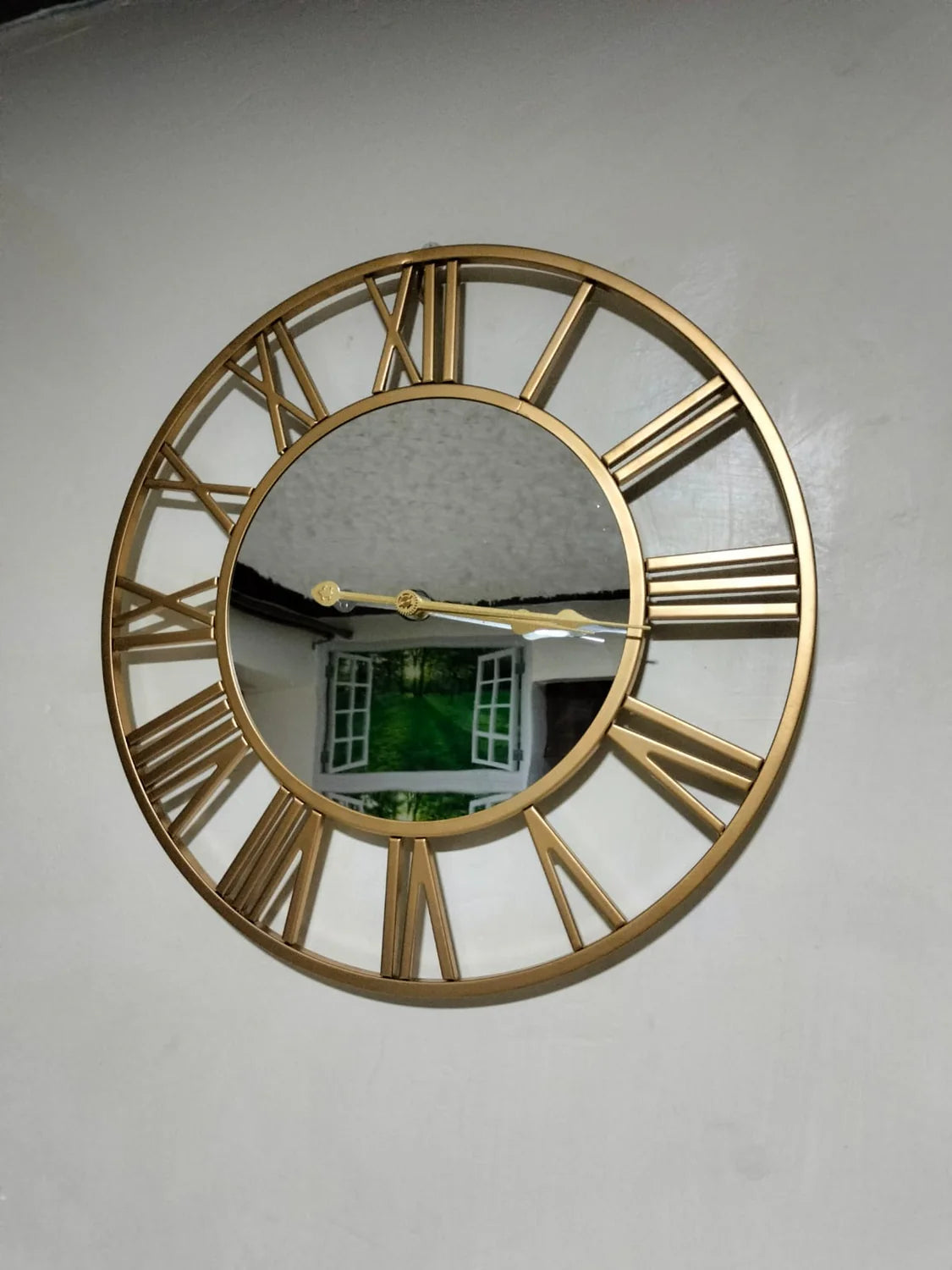 Creative wall clock metal with mirror