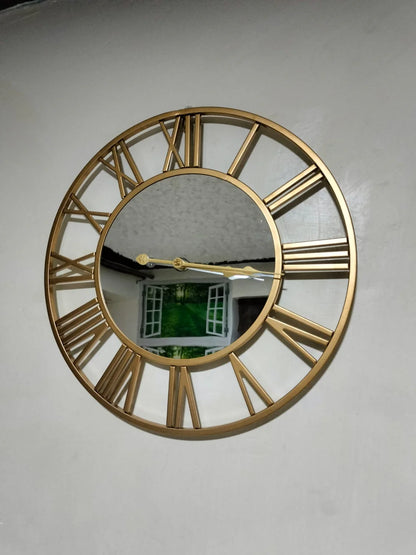 Creative wall clock metal with mirror