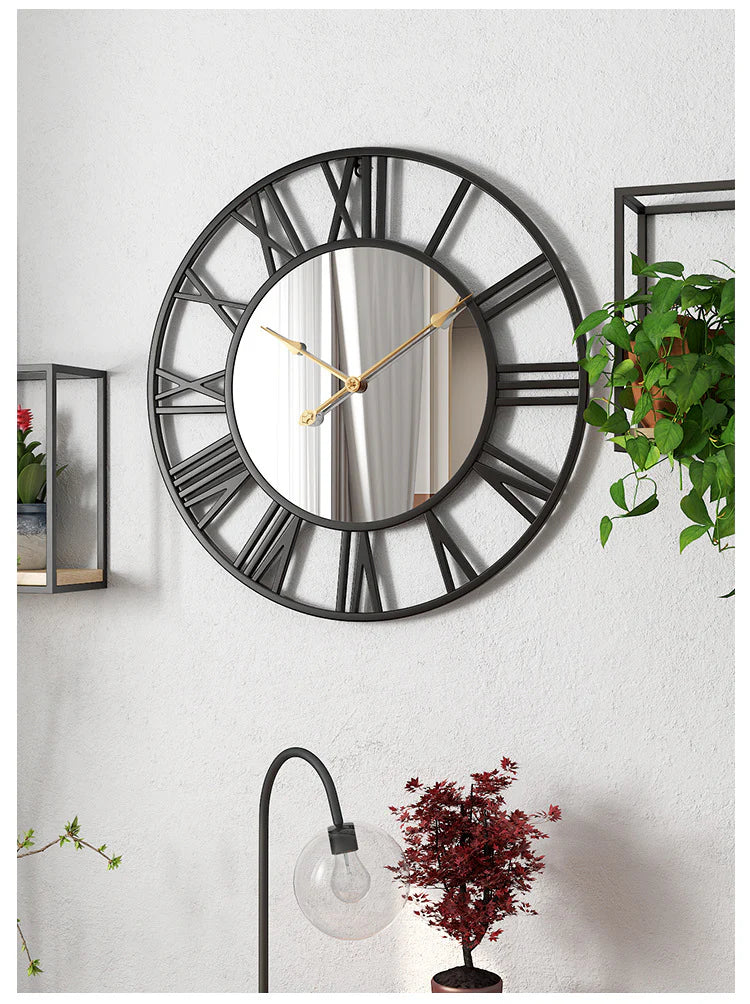 Creative wall clock metal with mirror