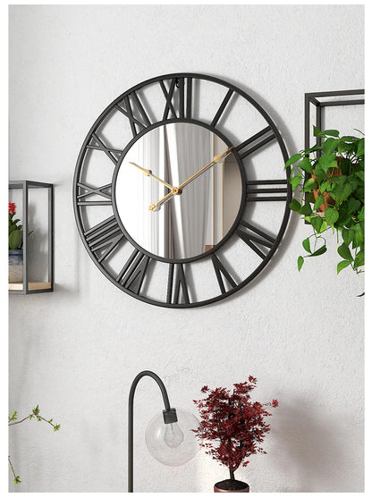 Creative wall clock metal with mirror