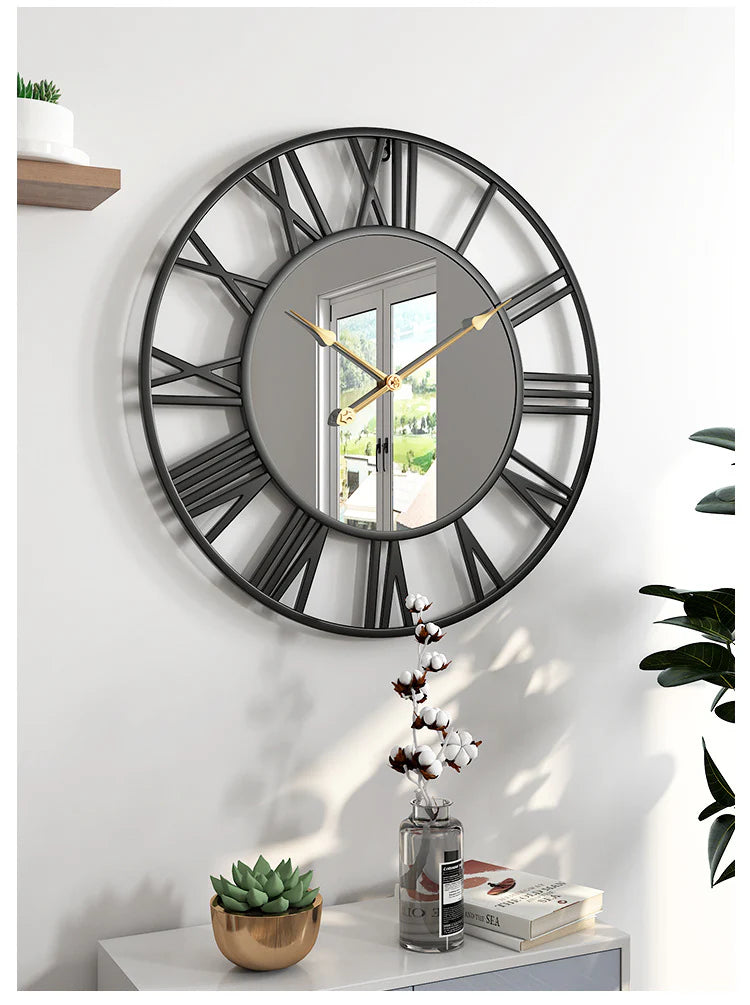 Creative wall clock metal with mirror