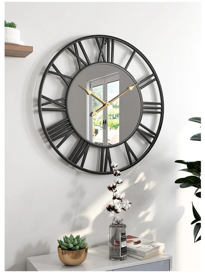 Creative wall clock metal with mirror